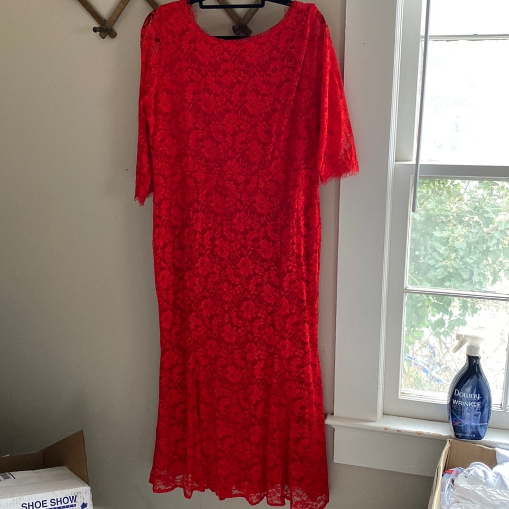 Red Viwenni lace lined dress size 2X